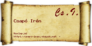 Csapó Irén névjegykártya